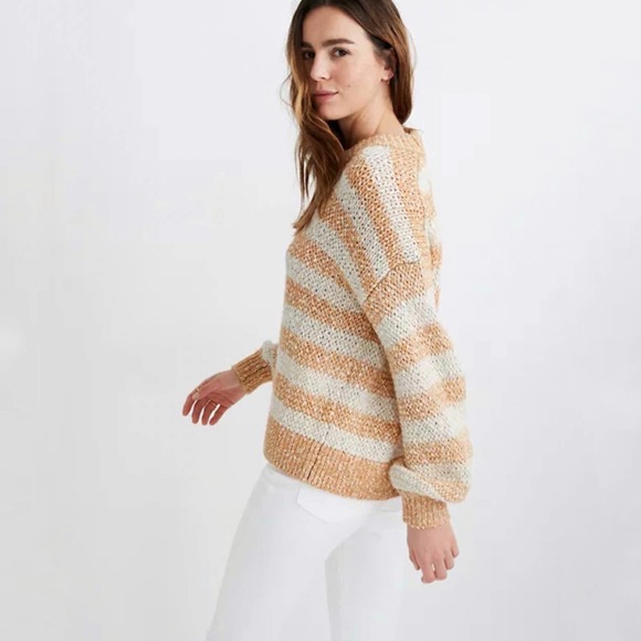 Madewell Women’s Baez Pullover Crewneck Sweater in Stripe Size Small - Picture 1 of 5